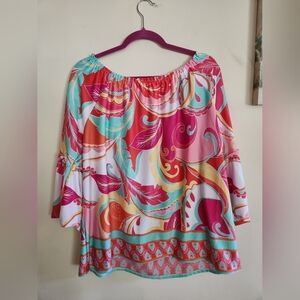 Sunny Leigh colorful blouse top XL